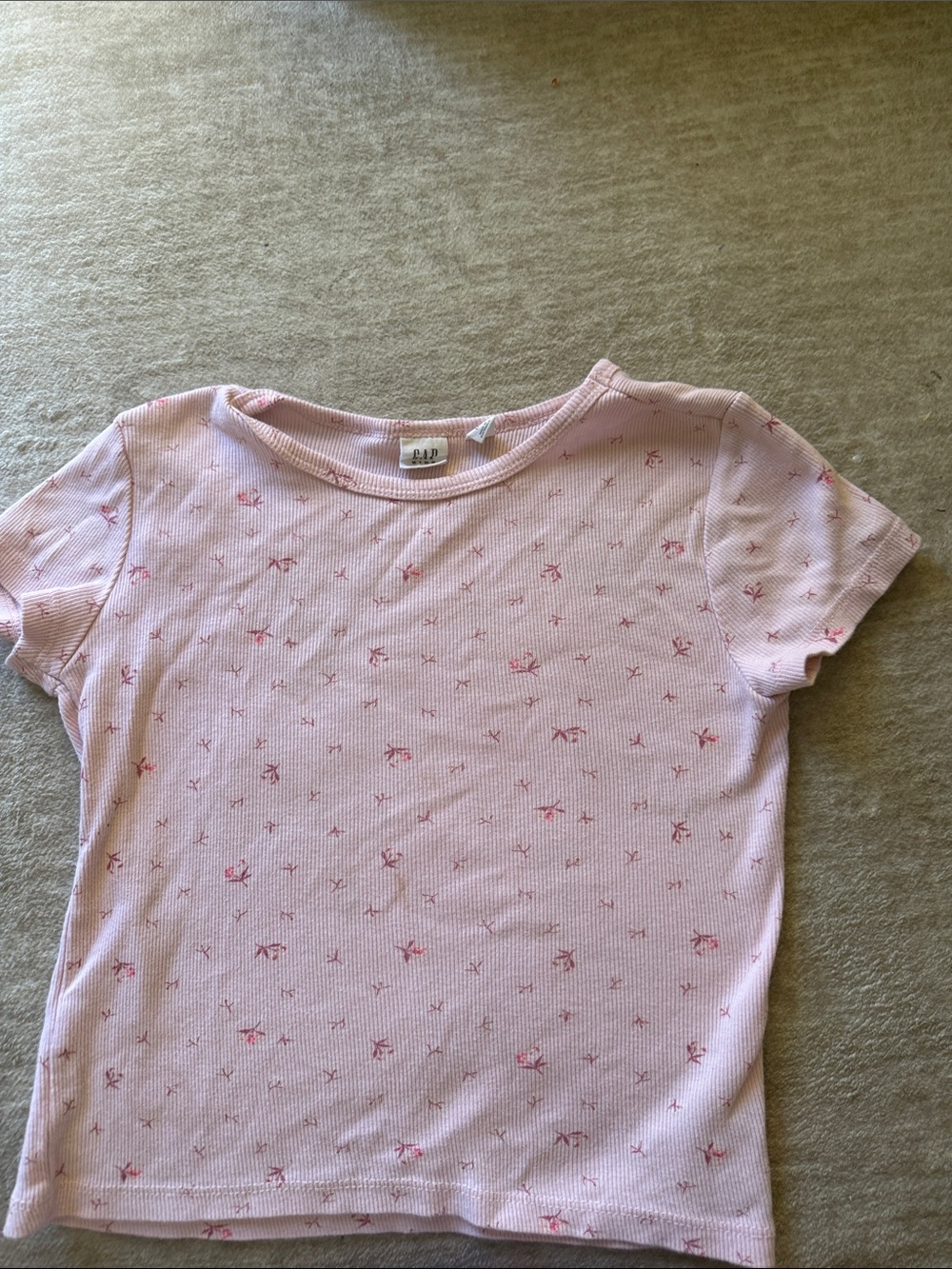 GAP Pink Short Sleeve Tee with Tiny Floral Motif
